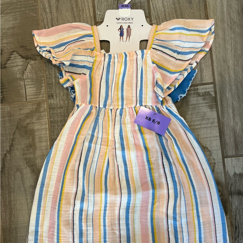 Roxy Kids Dress - Pink, Blue, Yellow Stripes